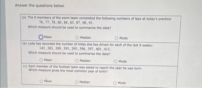 Solved Answer the questions below. (a) The 9 members of the | Chegg.com