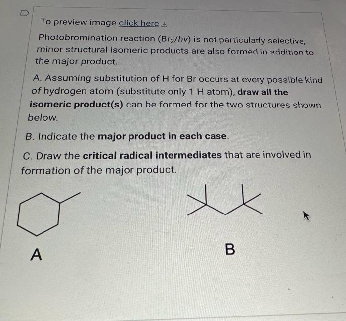 Solved To preview image click here _ Photobromination | Chegg.com