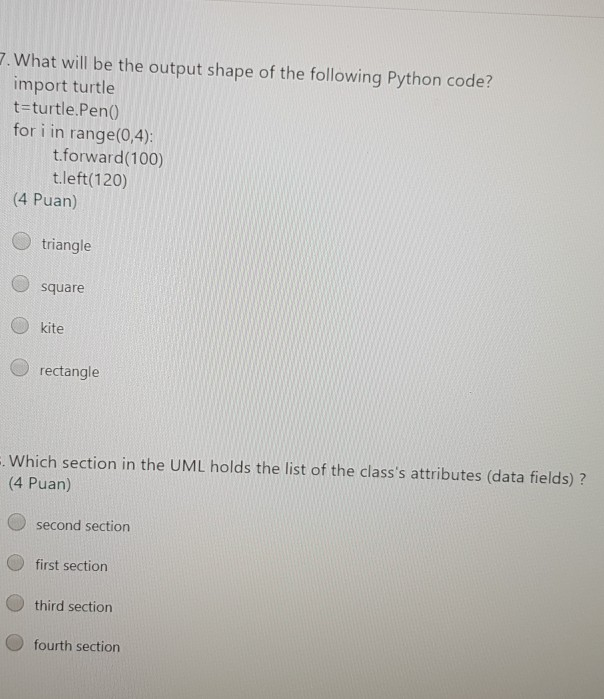Solved 7. What will be the output shape of the following | Chegg.com