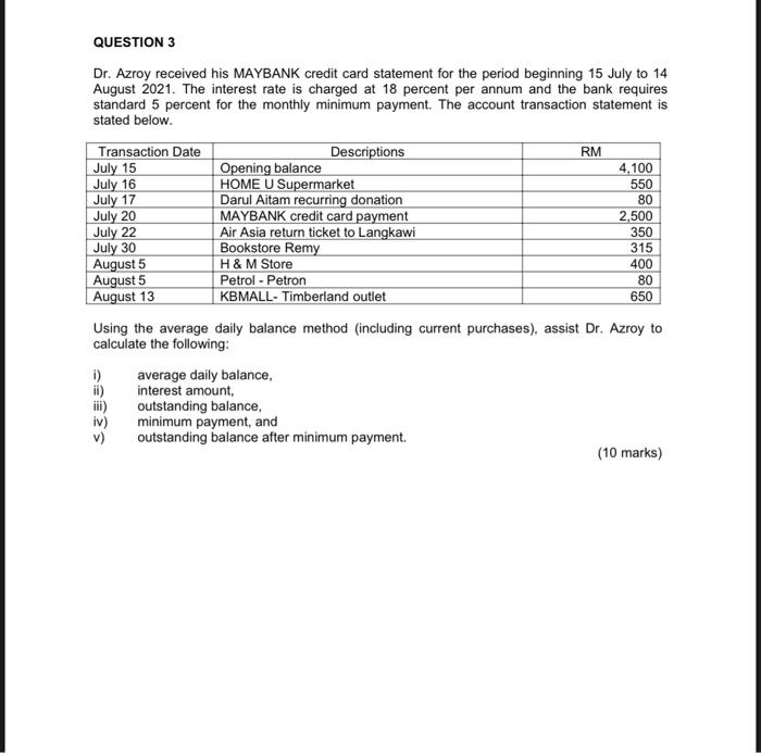 Maybank Credit Card Statement