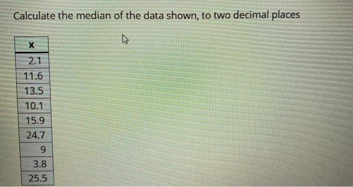 Solved Calculate The Median Of The Data Shown, To Two | Chegg.com