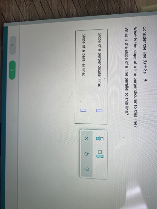 what is the slope of the line represented by x 9