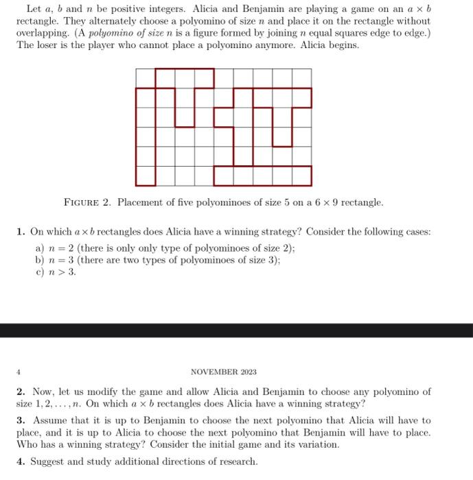 Solved Let A,b And N Be Positive Integers. Alicia And | Chegg.com