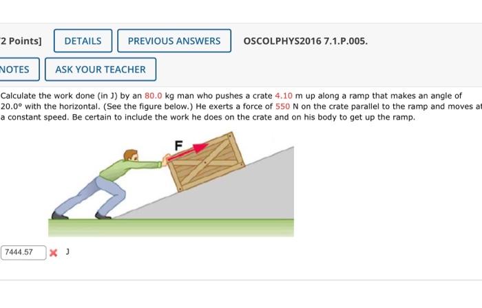 Solved Calculate the work done (in J) by an 80.0 kg man who | Chegg.com