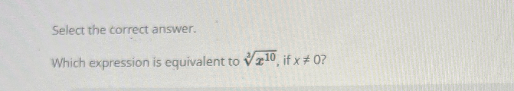 which expression is equivalent to 3 square root x 10