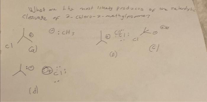 Solved What are the most likely products of the heterolytic | Chegg.com