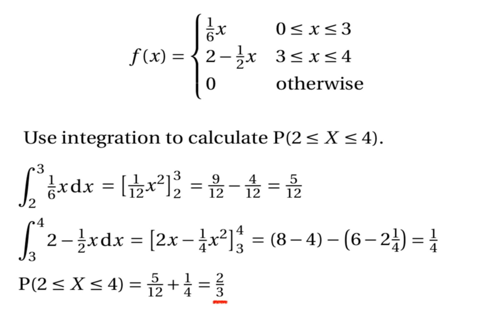 Solved f(x)={16x,0≤x≤32-12x,3≤x≤40 otherwise Use integration | Chegg.com