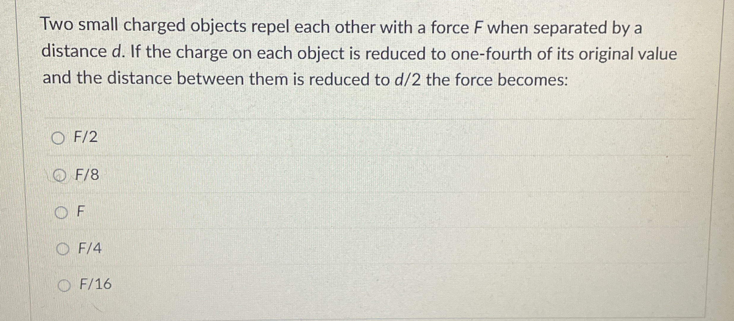 Solved Two small charged objects repel each other with a | Chegg.com