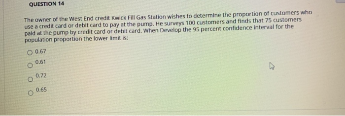 Solved QUESTION 14 The owner of the West End credit kwick | Chegg.com