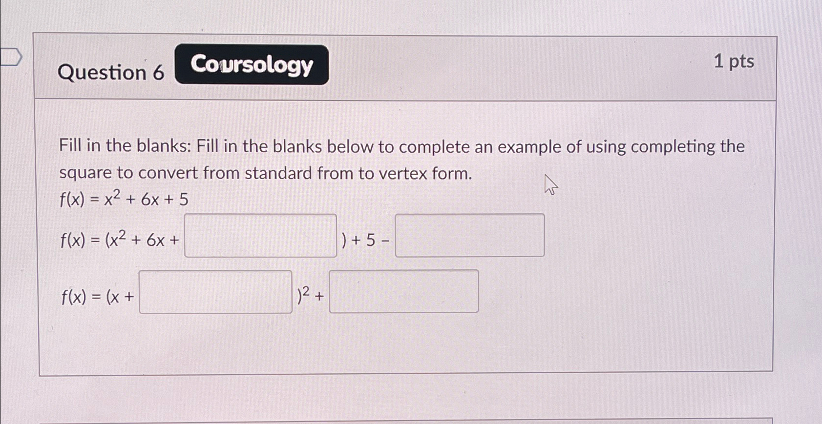 Solved Question 61ptsFill in the blanks: Fill in the blanks | Chegg.com
