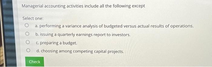 Solved Managerial Accounting Activities Include All The | Chegg.com