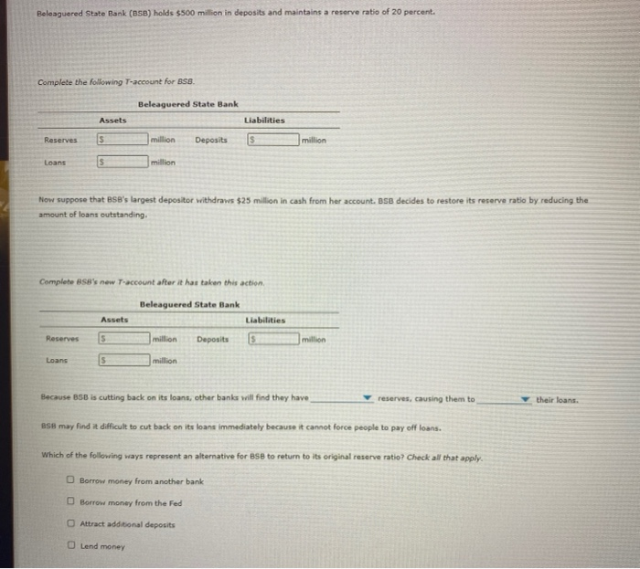 Solved Beleaguered State Bank (BSB) Holds $500 Million In | Chegg.com