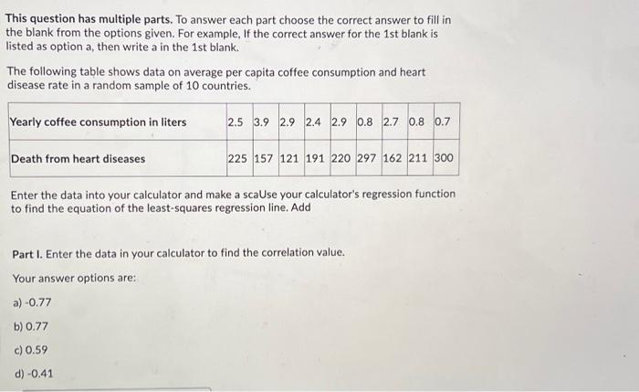 Solved This question has multiple parts. To answer each part | Chegg.com