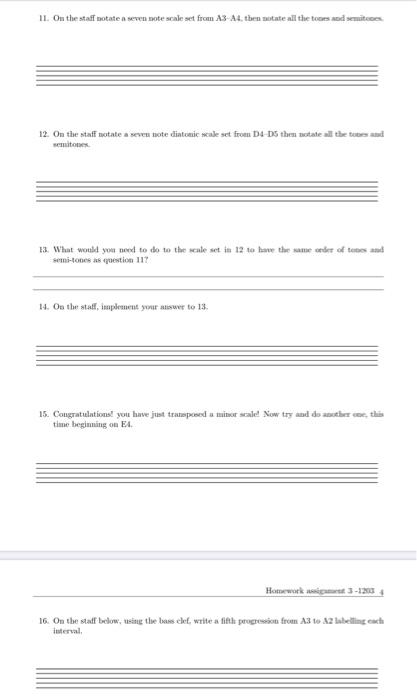 11. On the staff notate a seven note scale set from | Chegg.com