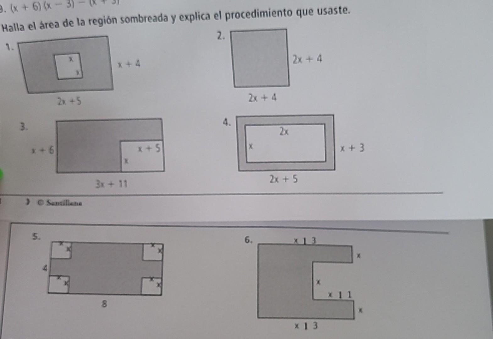 Aalla el area de la región sombreada y explica el procedimiento que usaste. 2.