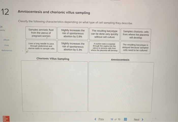 Solved 12 Amniocentesis and chorionic villus sampling | Chegg.com
