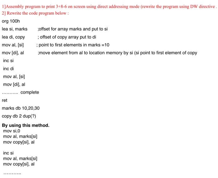 Solved 1]Assembly program to print 3+8-6 on screen using | Chegg.com