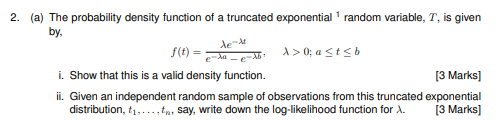 Solved (a) ﻿The probability density function of a truncated | Chegg.com