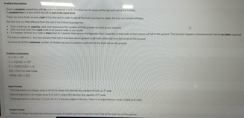 Solved Problem Description Given a complete rooted tree with | Chegg.com