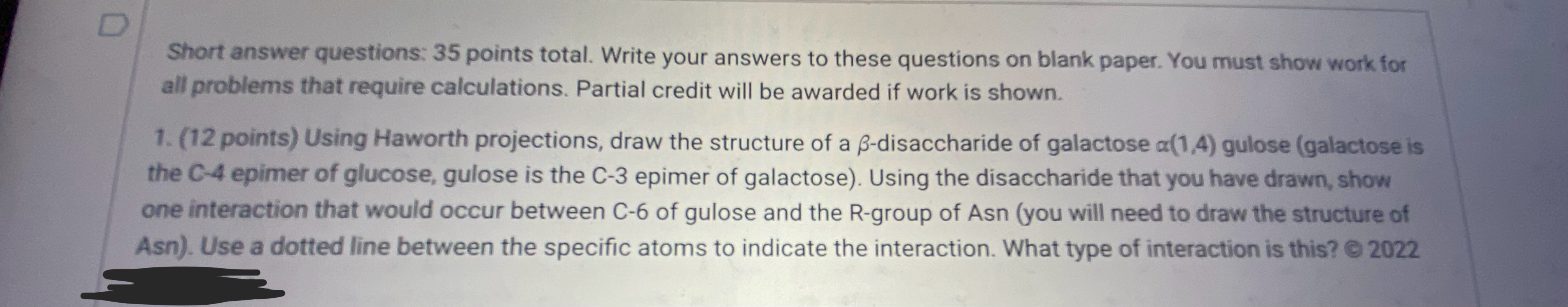 Solved Short answer questions: 35 ﻿points total. Write your | Chegg.com