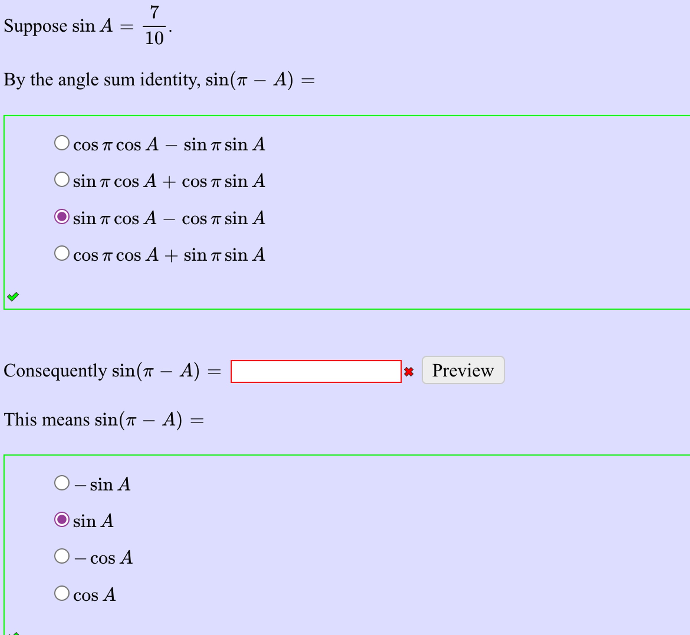 Suppose sina 710 by the angle sum identity chegg