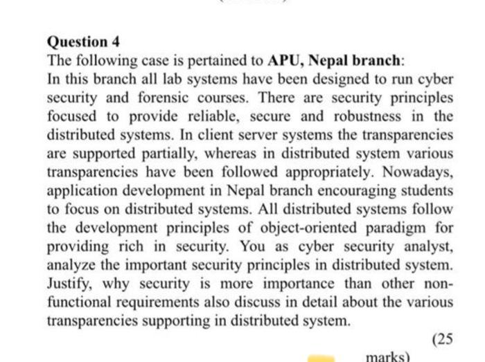 Question 4 The following case is pertained to APU, | Chegg.com
