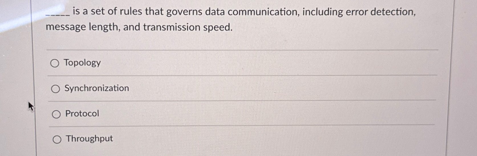 a set of rules that governs data communication