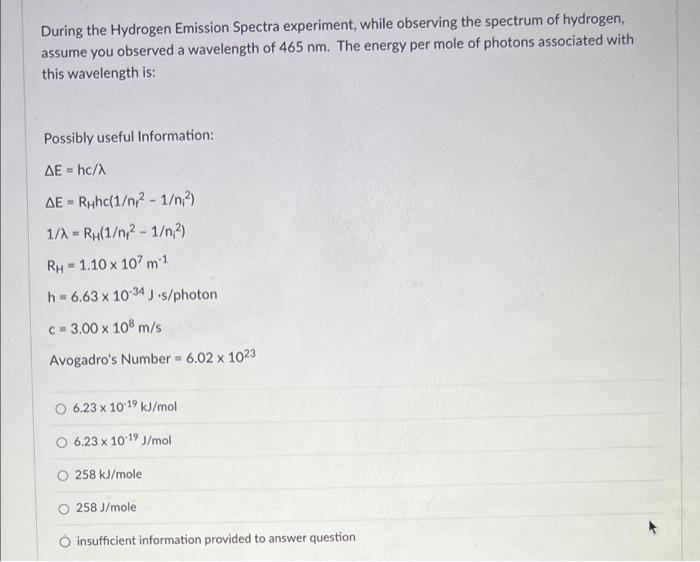 bohr's hydrogen spectrum experiment