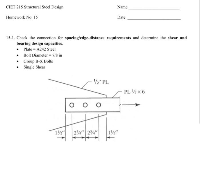 Solved Name CIET 215 Structural Steel Design Homework No. 15