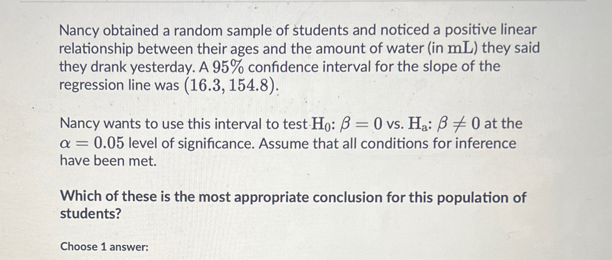 Solved Nancy obtained a random sample of students and | Chegg.com