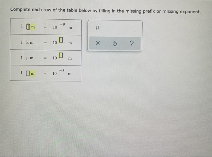 Solved Complete each row of the table below by filling in | Chegg.com
