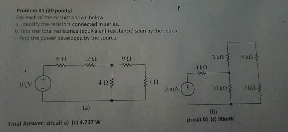 Solved Problem #1 (20 points) For each of the circuits shown | Chegg.com