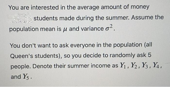Solved You are interested in the average amount of money | Chegg.com