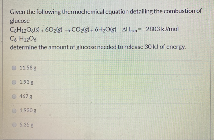 Solved Given The Following Thermochemical Equation Detail
