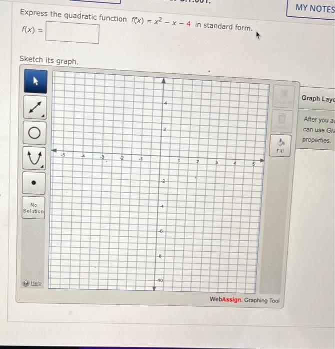 Solved Express the quadratic function f(x)=x2−x−4 in | Chegg.com