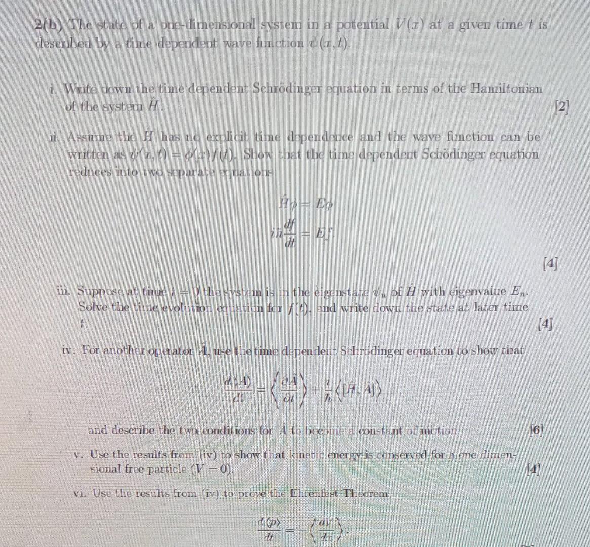 Solved 2(b) The state of a one-dimensional system in a | Chegg.com
