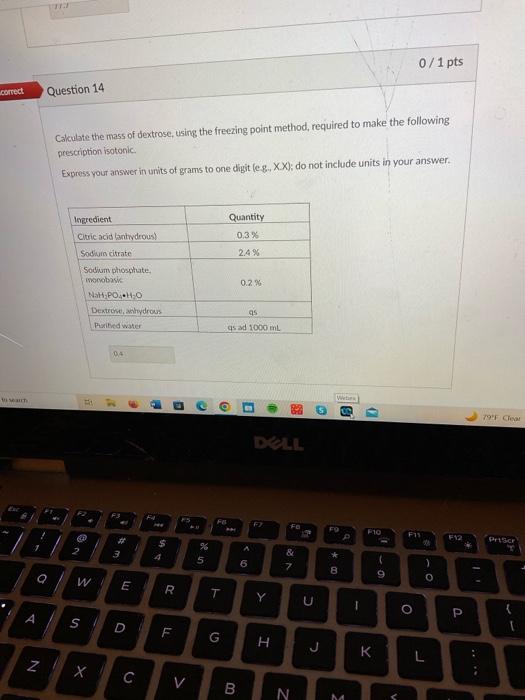 Solved Calculate the mass of dextrose, using the freezing