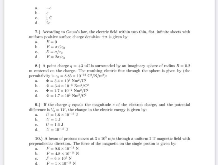 Solved A C 1 Which Of These Is One Of The Physical Qu Chegg Com