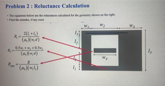 Solved - The equations below are the reluctances calculated | Chegg.com