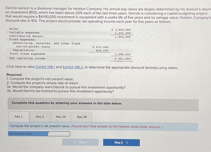 Solved Derrick Iverson is a divisional manager for Holston | Chegg.com