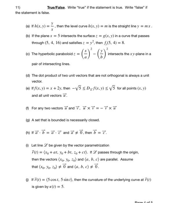 Solved True/False. Write 