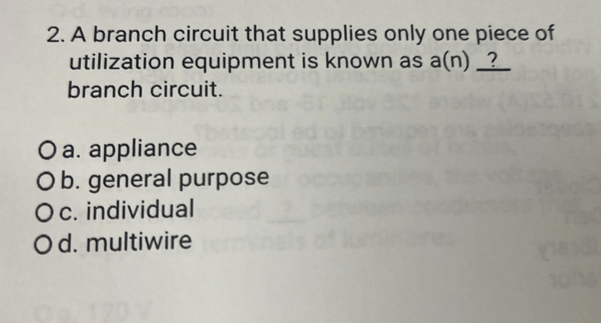 Solved A branch circuit that supplies only one piece