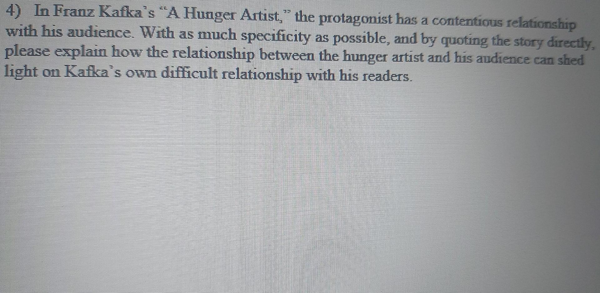Plot - A Hunger Artist by Franz Kafka