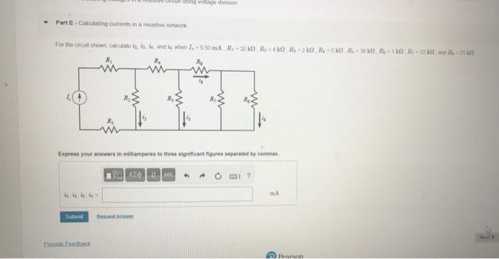 Solved Part B - Voltage division part 2 For the circut | Chegg.com