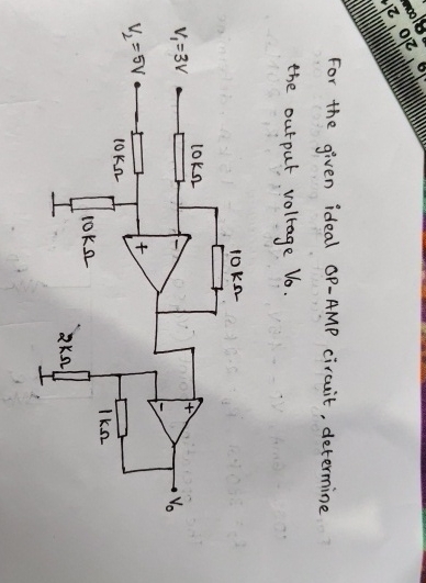 [Solved]: For the given ideal OP-AMP circuit, determine the