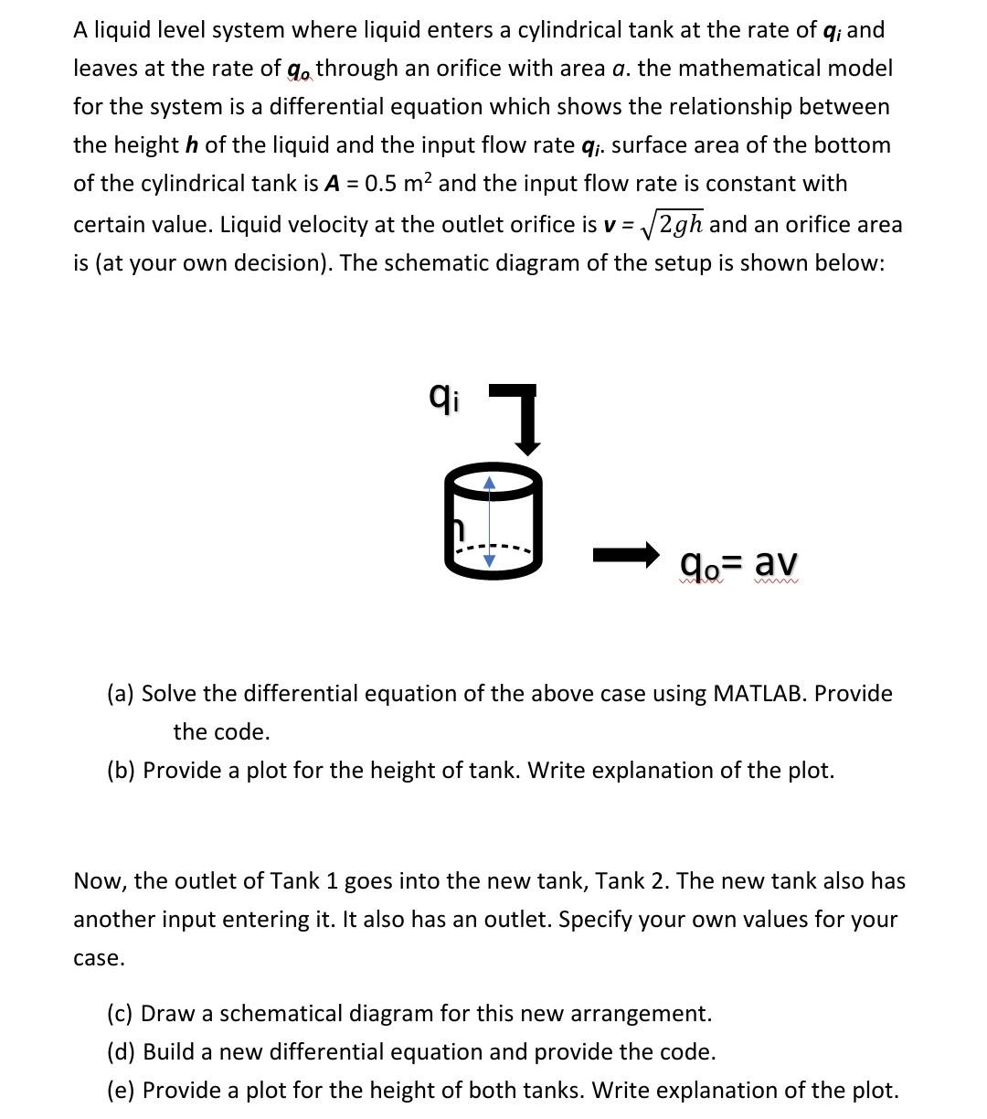 Solved A liquid level system where liquid enters a
