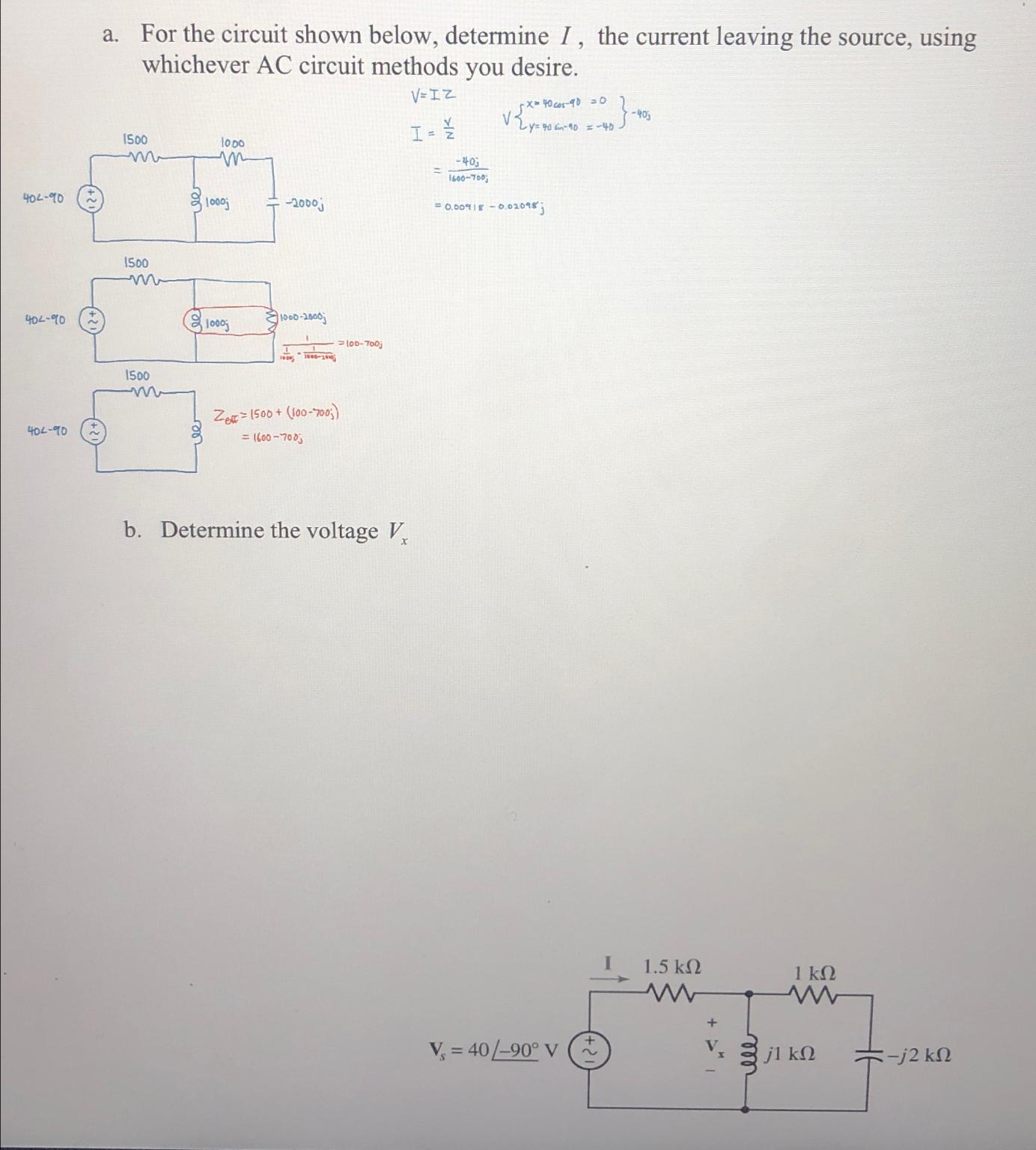 Solved a. ﻿For the circuit shown below, determine I, the | Chegg.com