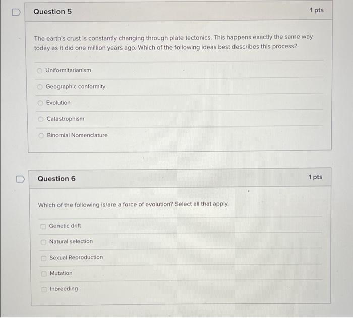 Question 5 The earth's crust is constantly changing | Chegg.com