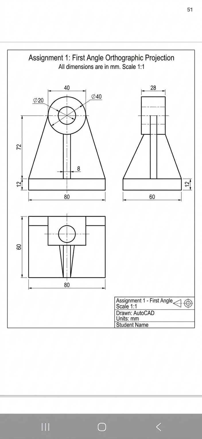 Solved Assignment 1: First Angle Orthographic ProjectionAll | Chegg.com