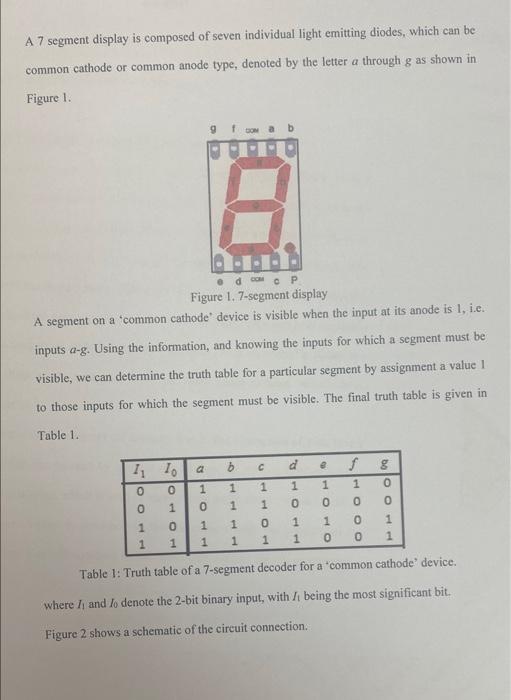 Solved Task 1 - Number system and 7-segment LED display The | Chegg.com